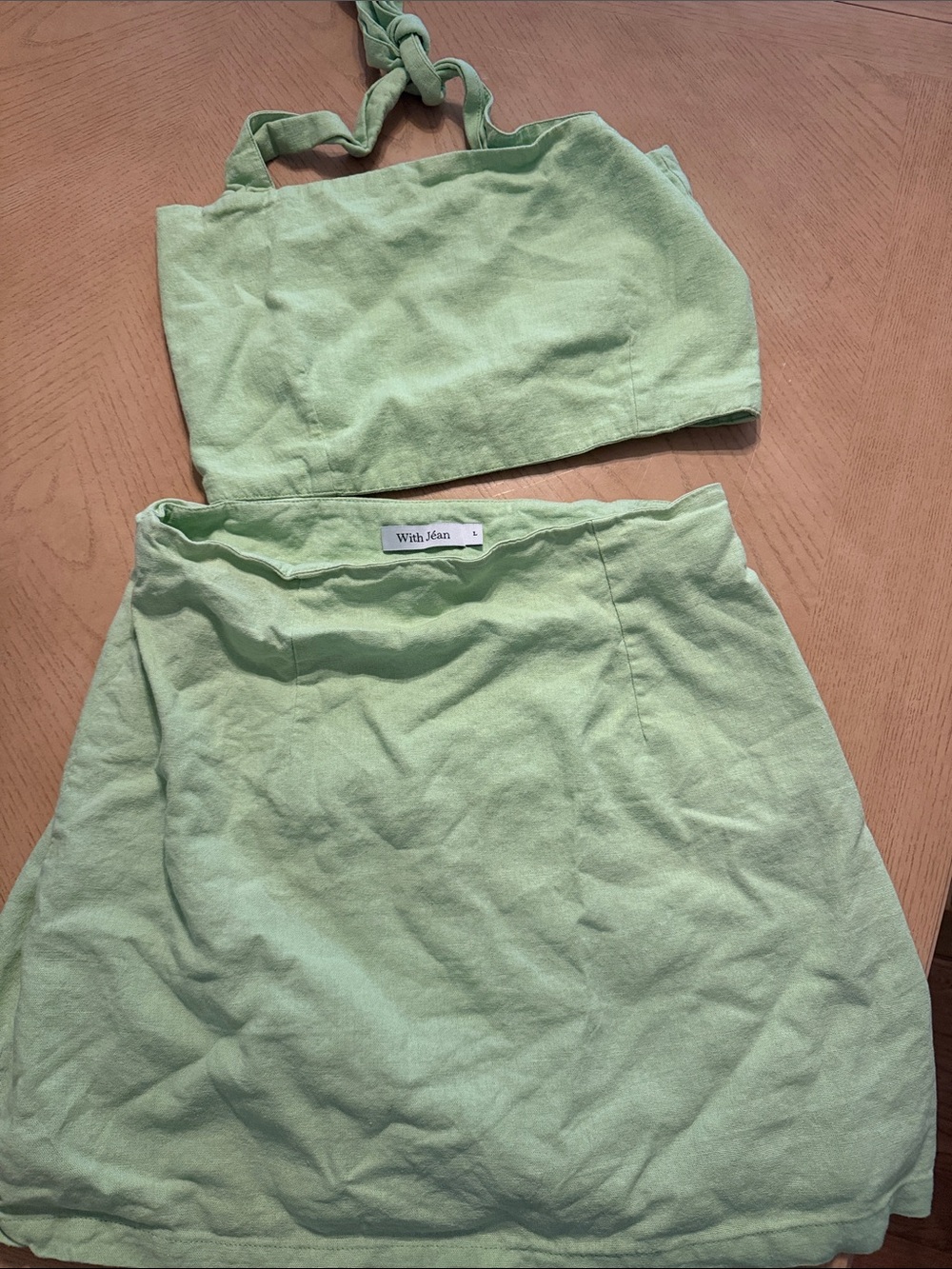 With Jean Pastel Green A-Line Mini Skirt
